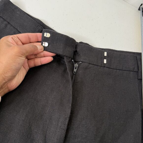 Free People LYLA 100% Linen Trousers 12 Wide Leg Pleated Pintuck Capsule NWT - Picture 11 of 15